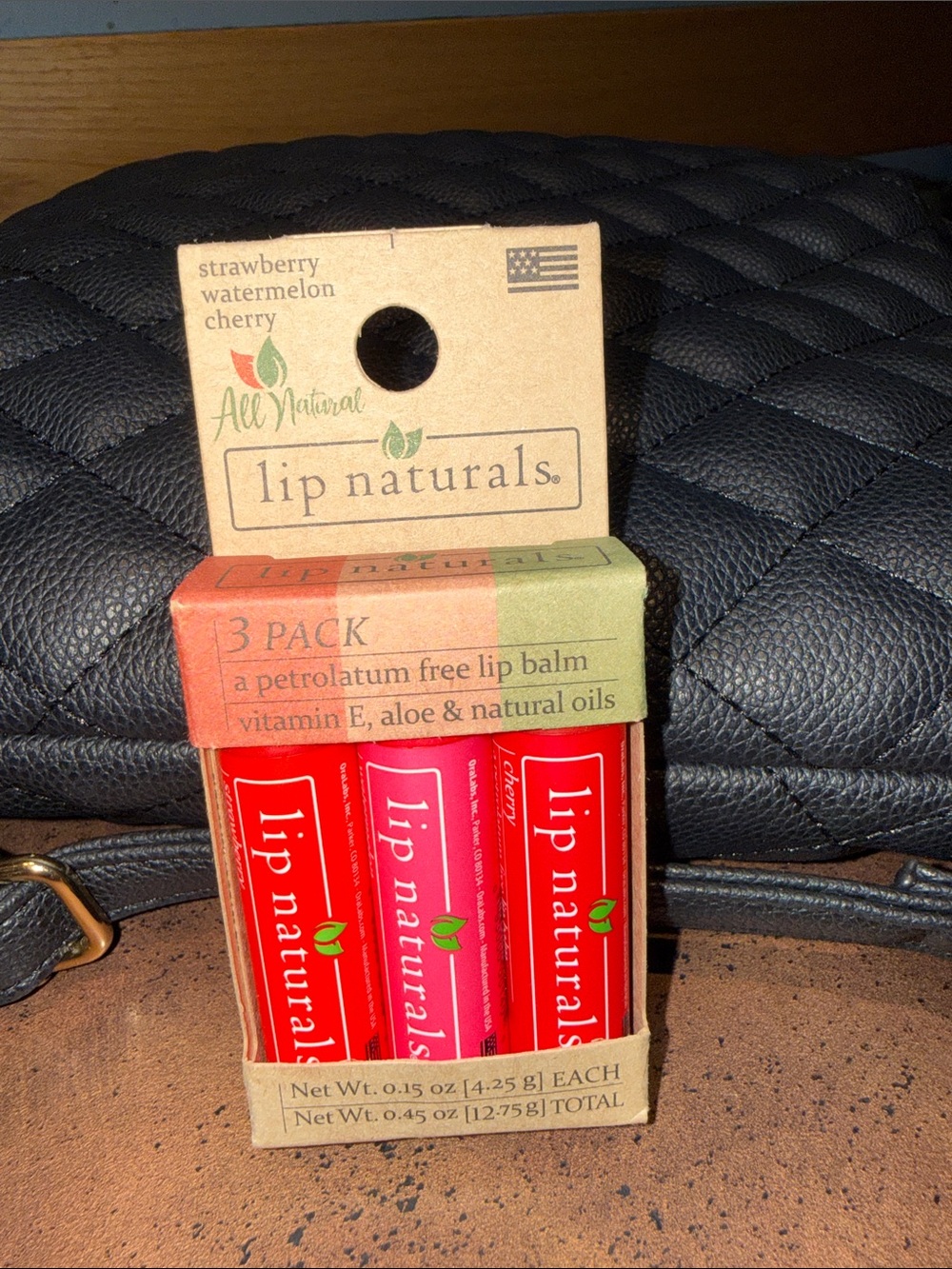 Lip Naturals 3-Pack Lip Balm Trio - Strawberry, Watermelon, Cherry (Red/Pink)